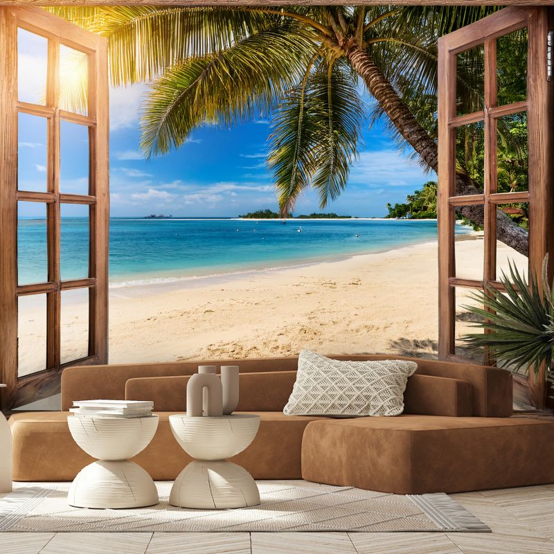 Fototapeta Feeby Widok z okna na Tropikalną plaże  250x175 1 szt