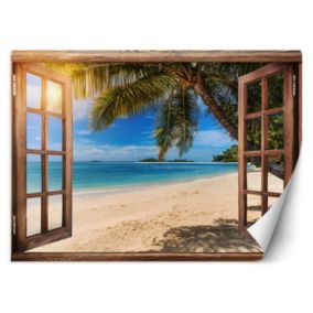 Fototapeta Feeby Widok z okna na Tropikalną plaże  450x315 1 szt
