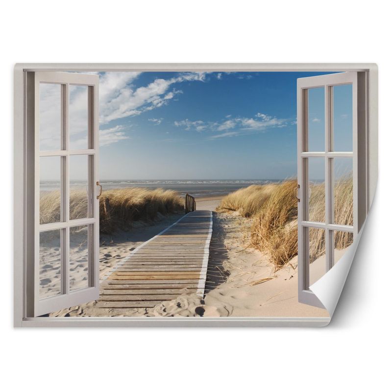 Fototapeta Feeby Widok z okna plaża wydmy pomost  280x200 1 szt