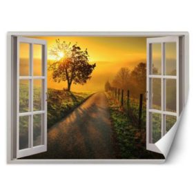 Fototapeta Feeby Widok z okna zachód słońca krajobraz  140x100 1 szt