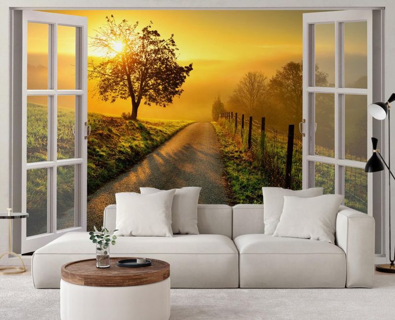 Fototapeta Feeby Widok z okna zachód słońca krajobraz  210x150 1 szt