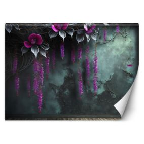 Fototapeta Feeby Wiszące Fioletowe kwiaty na betonowym tle  250x175 1 szt