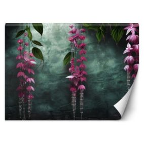 Fototapeta Feeby Wiszące Liście i kwiaty na zielonym tle  350x245 1 szt