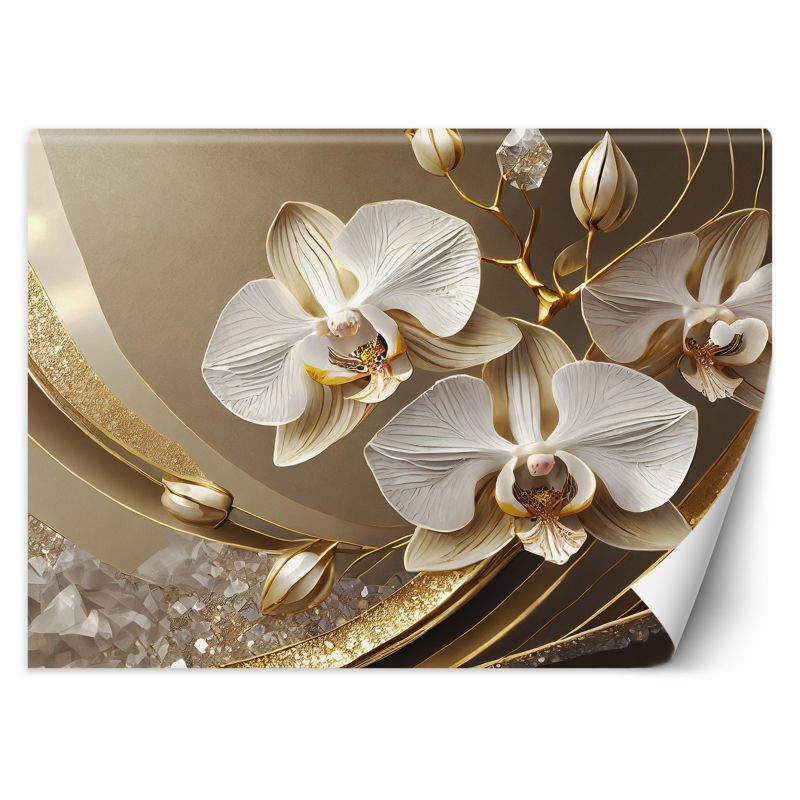 Fototapeta Feeby Złota Orchidea Kwiat 3D  350x245 1 szt