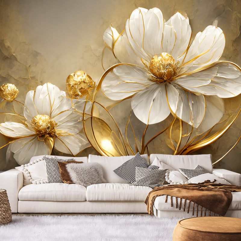 Fototapeta Feeby Złote kwiaty Abstrakcja Glamour  200x140 1 szt