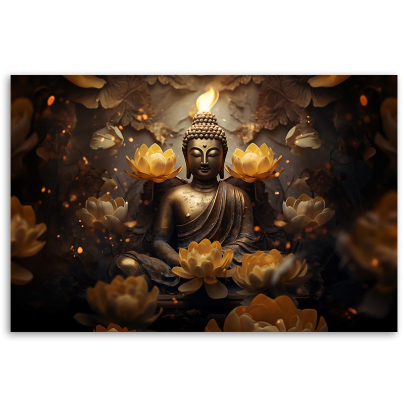 Fototapeta Feeby Złoty Budda i kwiaty lotosu  300x210 1 szt