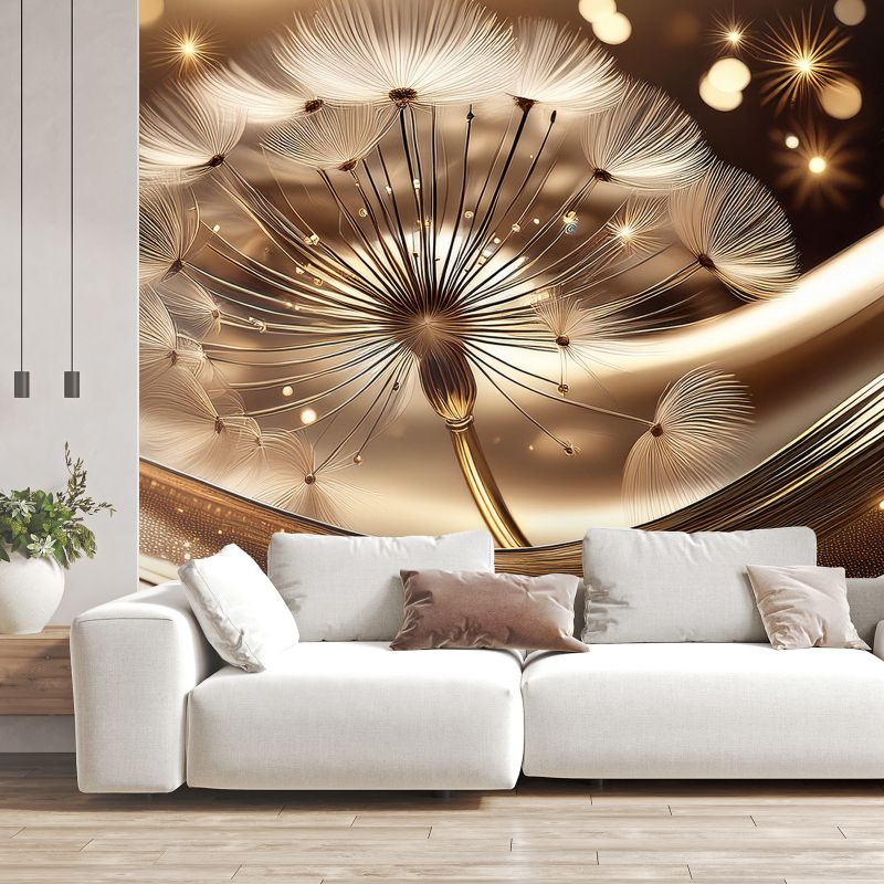 Fototapeta Feeby Złoty glamour, zegar z mniszka lekarskiego  200x140 1 szt