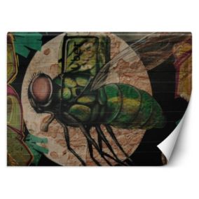 Fototapeta Feeby Zielona mucha i księżyc graffiti na ścianie  200x140 1 szt