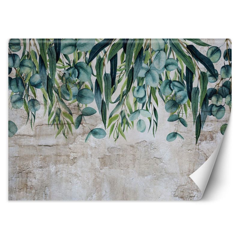 Fototapeta Feeby Zielone pastelowe liście na betonie  350x245 1 szt