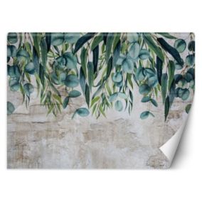 Fototapeta Feeby Zielone pastelowe liście na betonie  400x280 1 szt