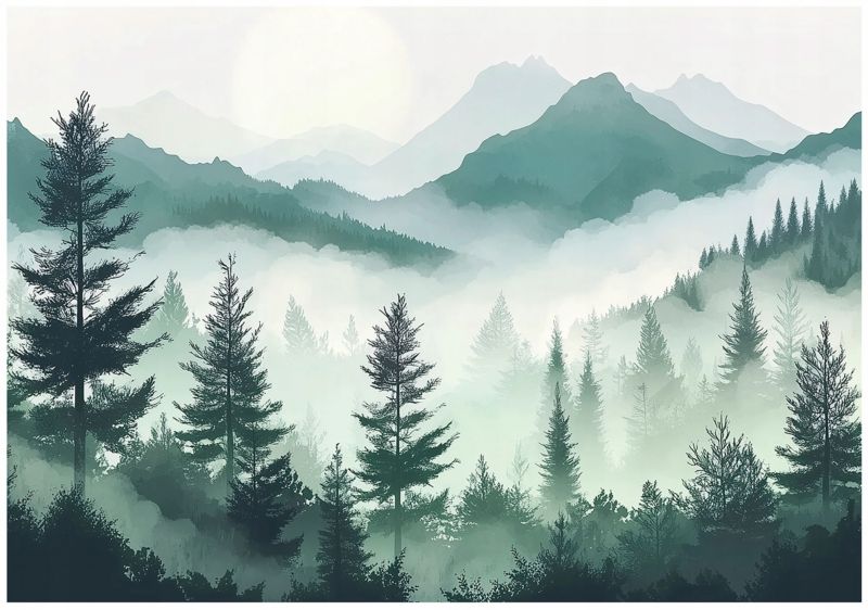 Fototapeta Las Góry Natura WALLARENA 300x210 cm Tapeta Ścienna Na Flizelinie 1 szt.