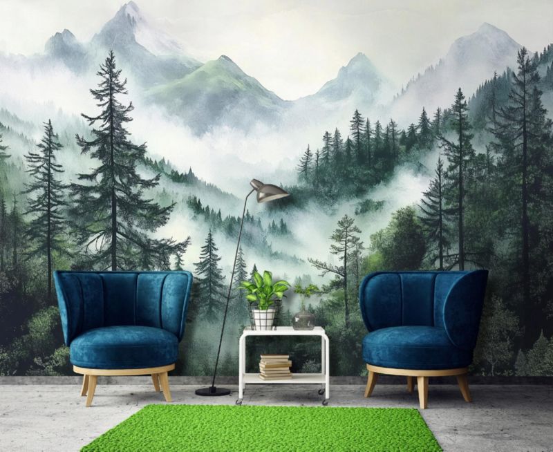 Fototapeta Las We Mgle Na Flizelinie WALLARENA 200x175 cm Tapeta Do Sypialni Salonu Kuchni 1 szt.