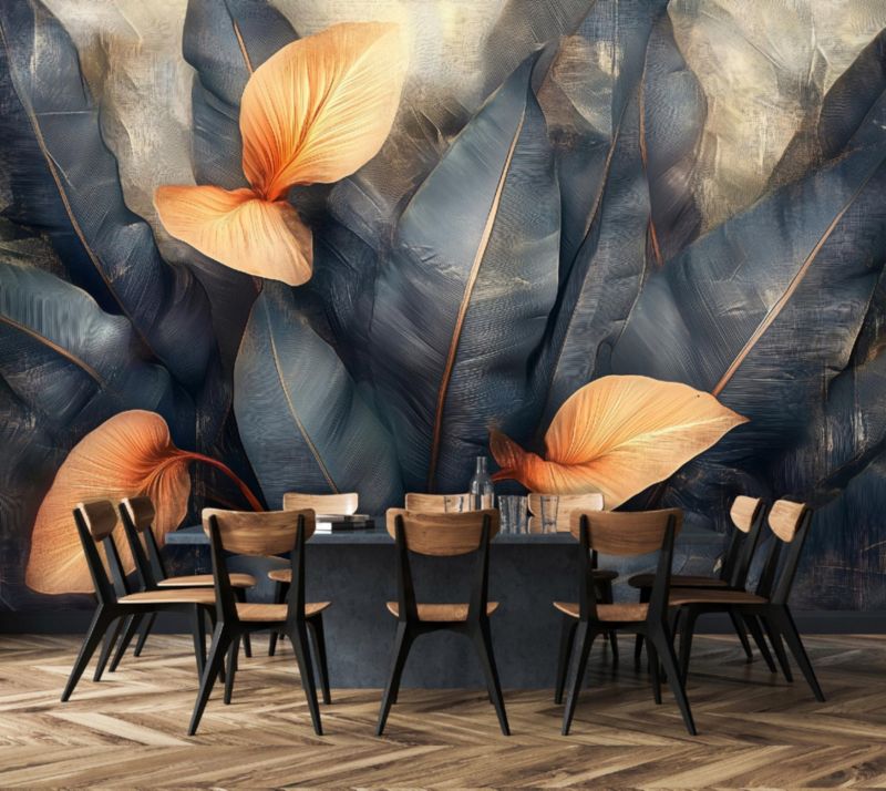 Fototapeta Liście Beton Na Flizelinie WALLARENA 400x280 cm Tapeta Do Sypialni Salonu Kuchni 1 szt.
