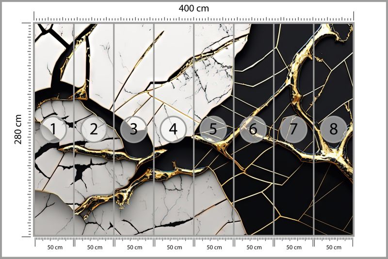 Fototapeta Muralo Czarno-biały Abstrakcyjny Marmur 400x280 cm 1szt.