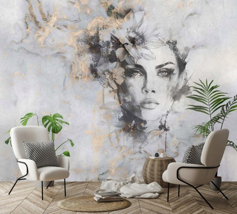 Fototapeta Na Flizelinie WALLARENA 300x210 cm Tapeta Do Sypialni Salonu Kobieta Marmur 1 szt.