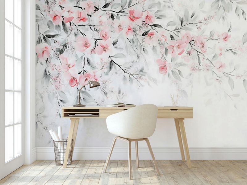 Fototapeta Na Flizelinie WALLARENA 300x210 cm Tapeta Do Sypialni Salonu Kwiaty Liście 1 szt.