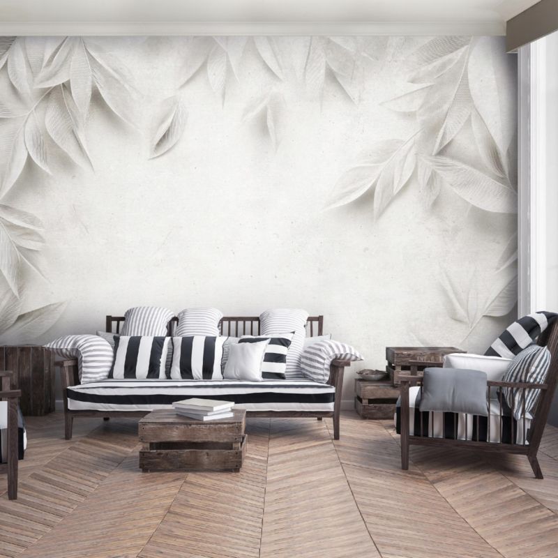 Fototapeta Na Flizelinie WALLARENA 400x280 cm Tapeta Do Sypialni Salonu Liście Beton 1 szt.
