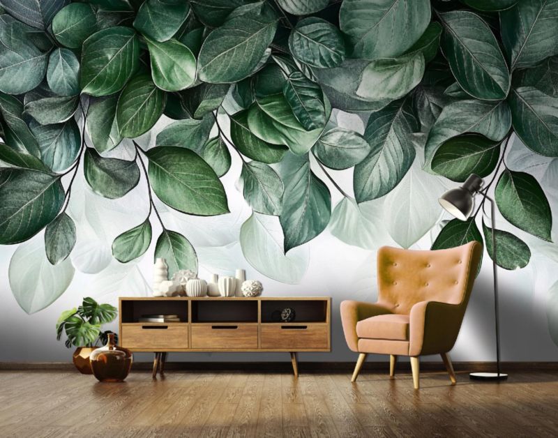 Fototapeta Zielone Liście Wiszące Na Flizelinie WALLARENA 350x250 cm Tapeta Do Sypialni Salonu Kuchni 1 szt.