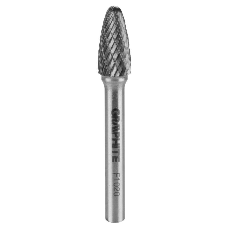 Frez do metalu GRAPHITE typ F (ostrołukowy zaokrąglony), 10 x 20 mm, trzpień 6 x 45 mm 1 szt