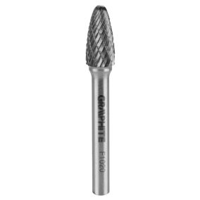 Frez do metalu GRAPHITE typ F (ostrołukowy zaokrąglony), 10 x 20 mm, trzpień 6 x 45 mm 1 szt