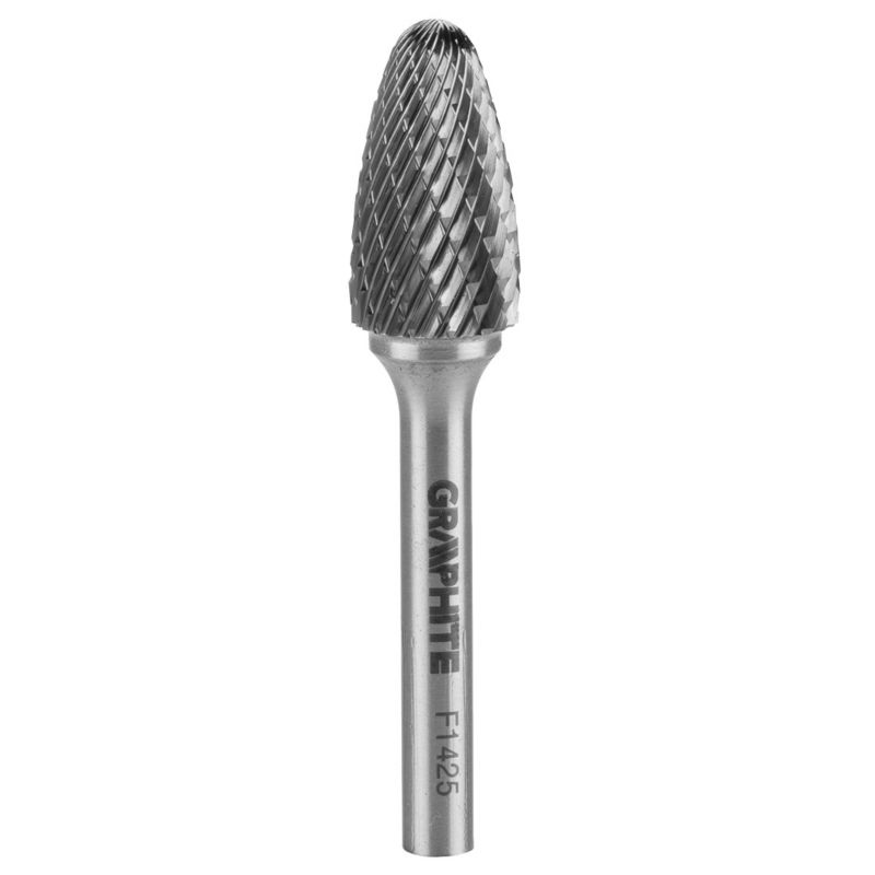Frez do metalu GRAPHITE typ F (ostrołukowy zaokrąglony), 14 x 25 mm, trzpień 6 x 45 mm 1 szt