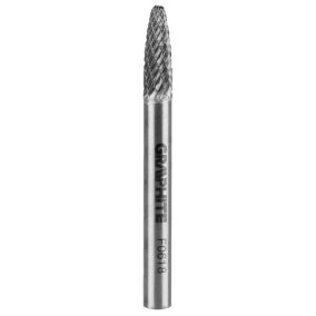 Frez do metalu GRAPHITE typ F (ostrołukowy zaokrąglony), 6 x 18 mm, trzpień 6 x 45 mm 1 szt