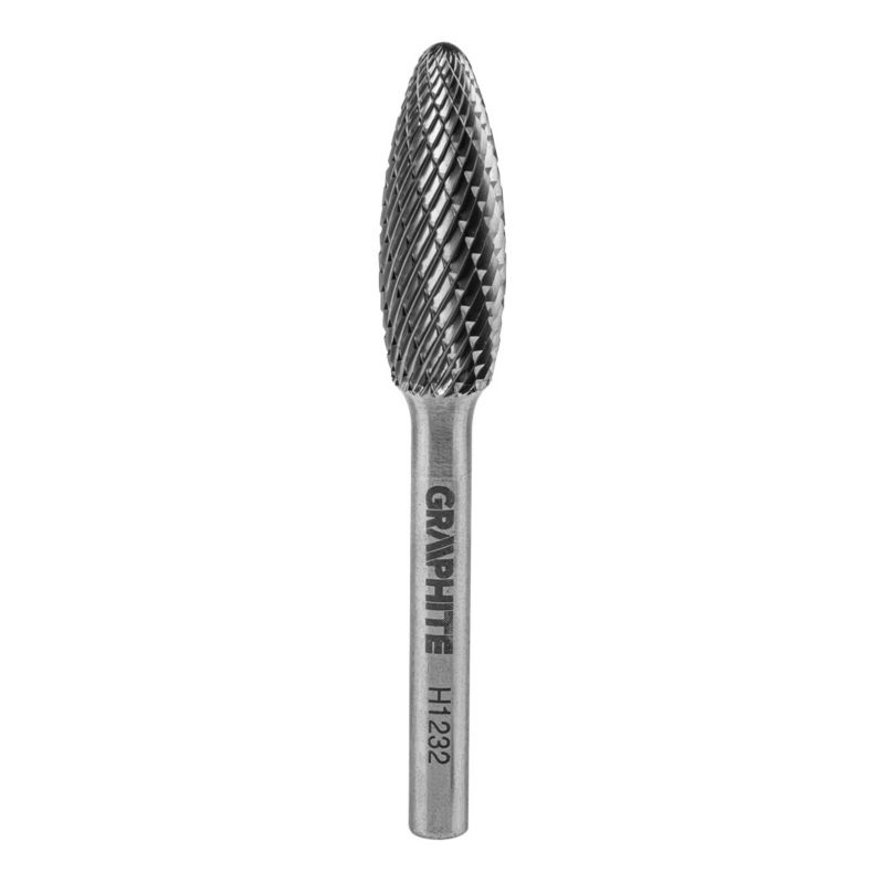 Frez do metalu GRAPHITE typ H (płomieniowy), 12 x 32 mm, trzpień 6 x 45 ...