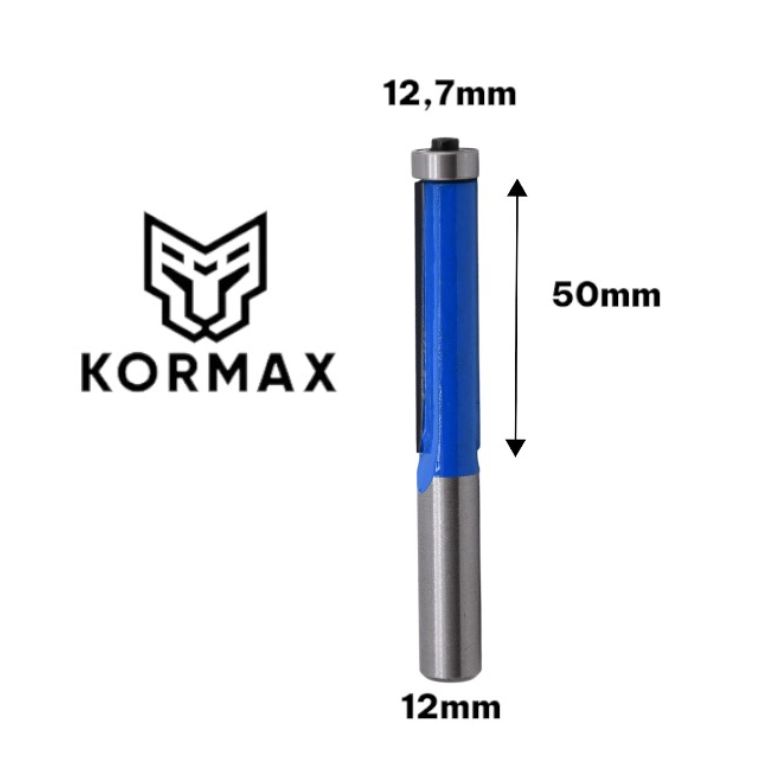 Frez prosty z dolnym łożyskiem do drewna Kormax 12,7 H50 trzpień 12mm (FD-FTR-12-12.7-50) - 1 szt.