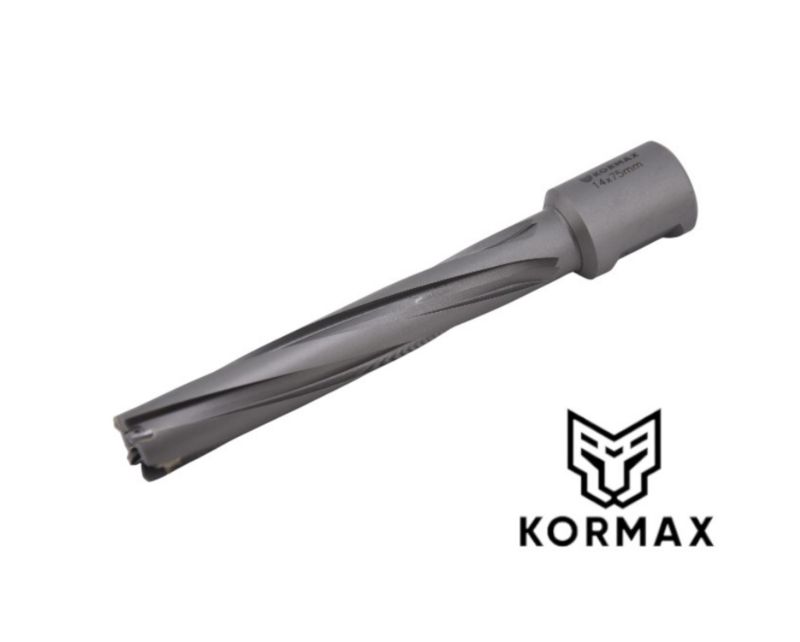 Frez trepanacyjny do metalu z węglika spiekanego Kormax 14x75mm z uchwytem Weldon (TCTAC1475) - 1 szt.