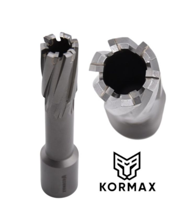 Frez trepanacyjny do metalu z węglika spiekanego Kormax 15x50mm z uchwytem Weldon  - 1 szt.