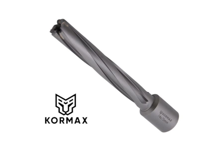 Frez trepanacyjny do metalu z węglika spiekanego Kormax 16x75mm z uchwytem Weldon (TCTAC1675) - 1 szt.