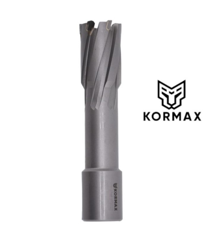 Frez trepanacyjny do metalu z węglika spiekanego Kormax 19x50mm z uchwytem Weldon  - 1 szt.