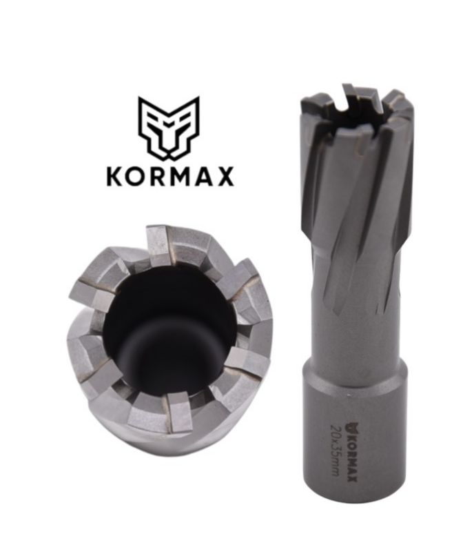 Frez trepanacyjny do metalu z węglika spiekanego Kormax 20x35mm z uchwytem Weldon  (TCTAC2035) - 1 szt.