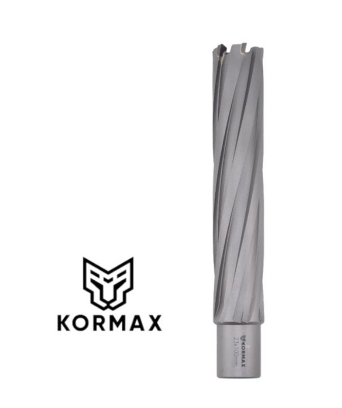 Frez trepanacyjny do metalu z węglika spiekanego Kormax 23x100mm z uchwytem Weldon (TCTAC23100) - 1 szt.