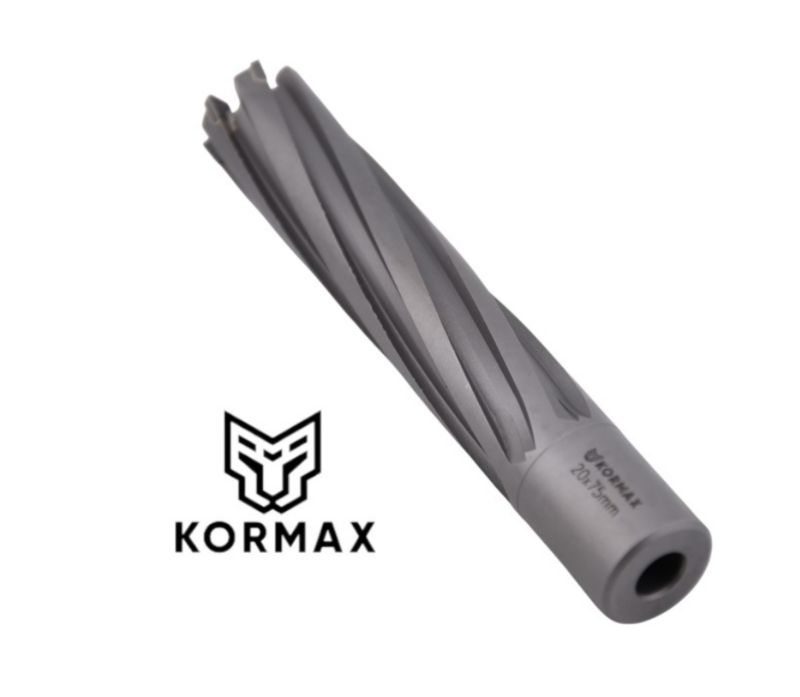 Frez trepanacyjny do metalu z węglika spiekanego Kormax 24x75mm z uchwytem Weldon (TCTAC2475) - 1 szt.