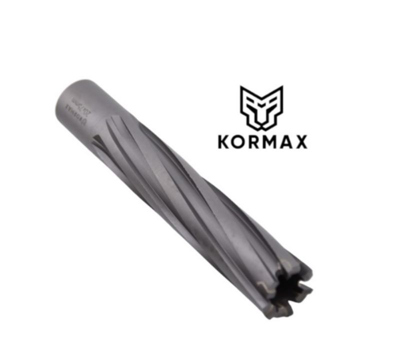 Frez trepanacyjny do metalu z węglika spiekanego Kormax  25x75mm z uchwytem Weldon (TCTAC2575) - 1 szt.