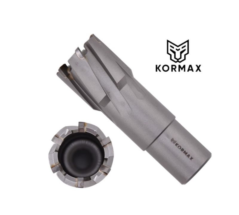 Frez trepanacyjny do metalu z węglika spiekanego Kormax 26x35mm z uchwytem Weldon  - 1 szt.