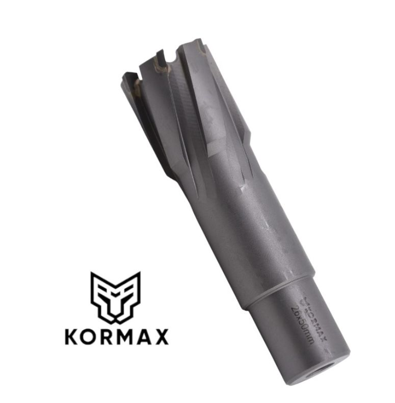 Frez trepanacyjny do metalu z węglika spiekanego Kormax  26x50mm z uchwytem Weldon (TCTAC2650) - 1 szt.