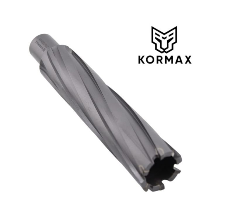 Frez trepanacyjny do metalu z węglika spiekanego Kormax 27x100mm z uchwytem Weldon (TCTAC27100) - 1 szt.