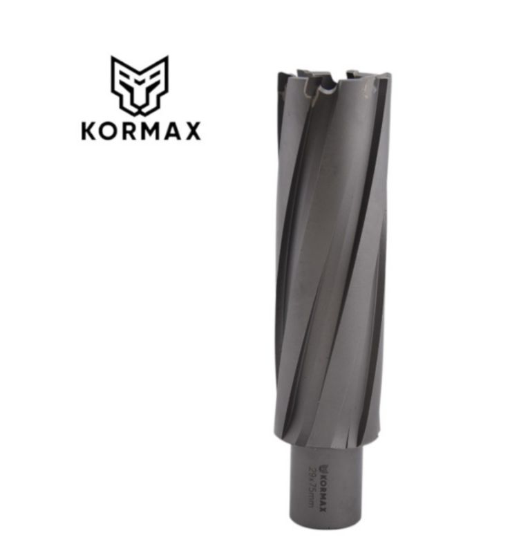 Frez trepanacyjny do metalu z węglika spiekanego Kormax 27x75mm z uchwytem Weldon (TCTAC2775) - 1 szt.