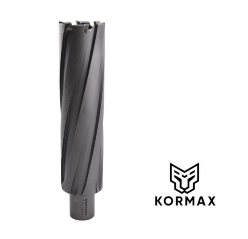 Frez trepanacyjny do metalu z węglika spiekanego Kormax 33x100mm z uchwytem Weldon (TCTAC33100) - 1 szt.