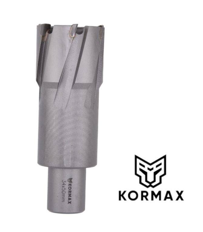 Frez trepanacyjny do metalu z węglika spiekanego Kormax 34x50mm z uchwytem Weldon (TCTAC3450) - 1 szt.