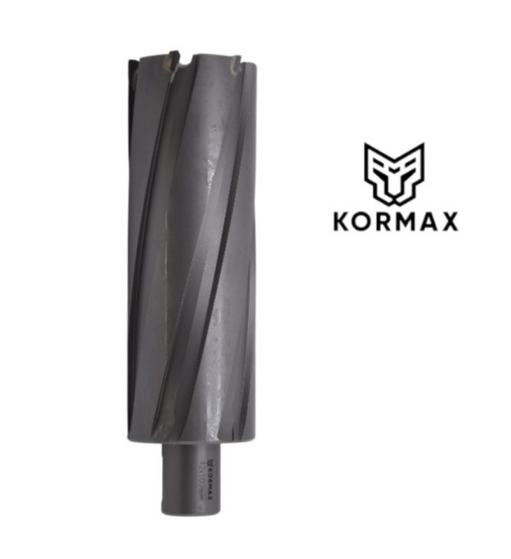 Frez trepanacyjny do metalu z węglika spiekanego Kormax 40x100mm z uchwytem Weldon (TCTAC40100) - 1 szt.