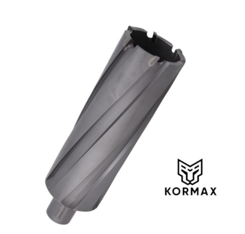 Frez trepanacyjny do metalu z węglika spiekanego Kormax 42x100mm z uchwytem Weldon (TCTAC42100) - 1 szt.