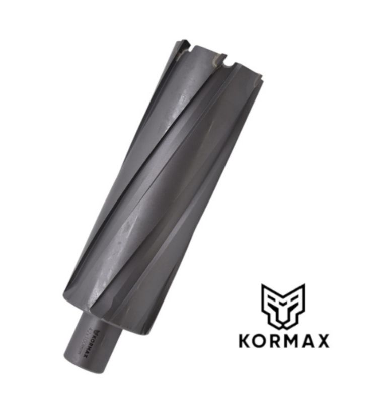 Frez trepanacyjny do metalu z węglika spiekanego Kormax 43x100mm z uchwytem Weldon (TCTAC43100) - 1 szt.