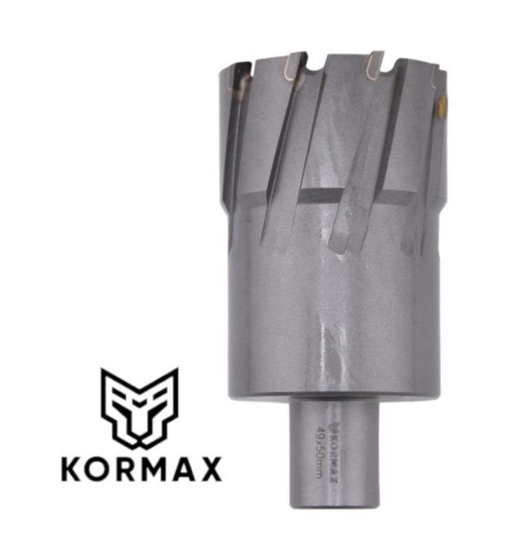 Frez trepanacyjny do metalu z węglika spiekanego Kormax 46x50mm z uchwytem Weldon (TCTAC4650) - 1 szt.