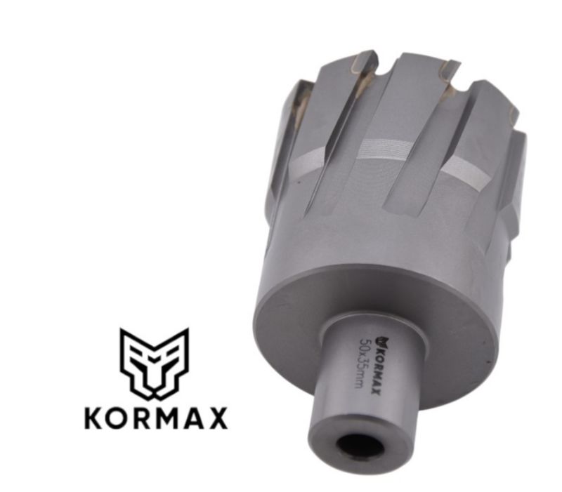 Frez trepanacyjny do metalu z węglika spiekanego Kormax 52x35mm z uchwytem Weldon (TCTAC5235) - 1 szt.