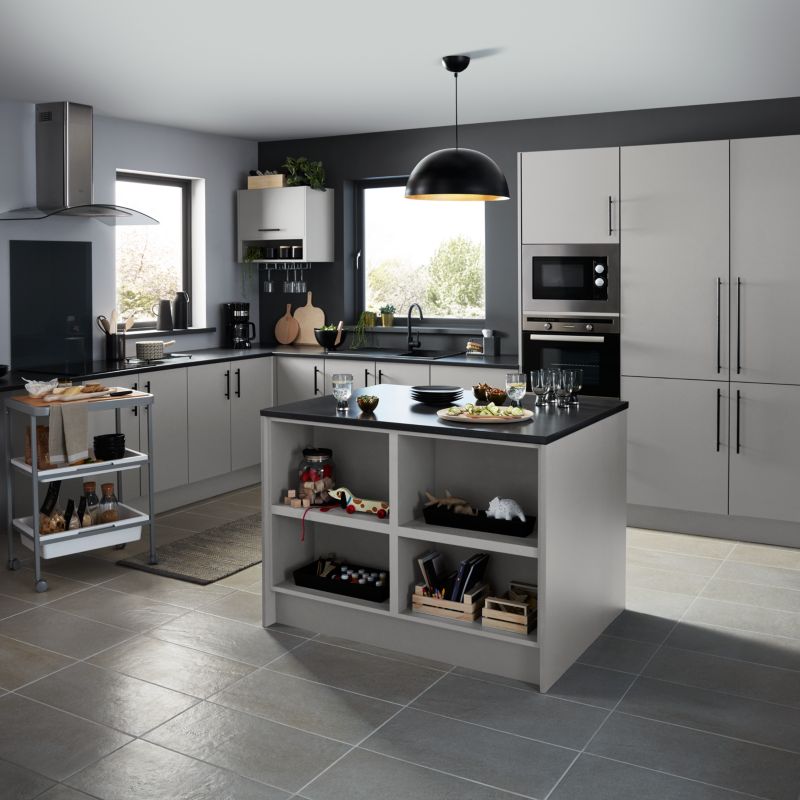 Front kuchenny do słupka wysoki GoodHome Balsamita 60 cm 70/30 szary mat