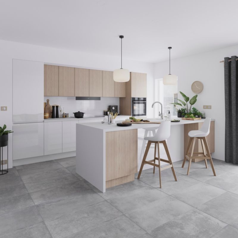 Front kuchenny do słupka wysoki GoodHome Garcinia 60 cm 50/50 biały połysk
