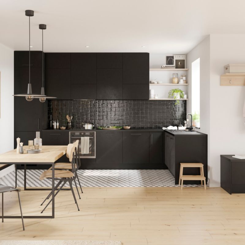 Front kuchenny do szafki GoodHome Stevia pełny 50 cm czarny mat